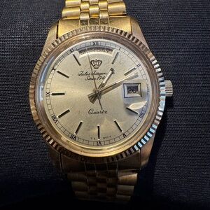 Vintage Men’s  Jules Jorgensen Gold Tone Day/Date Watch